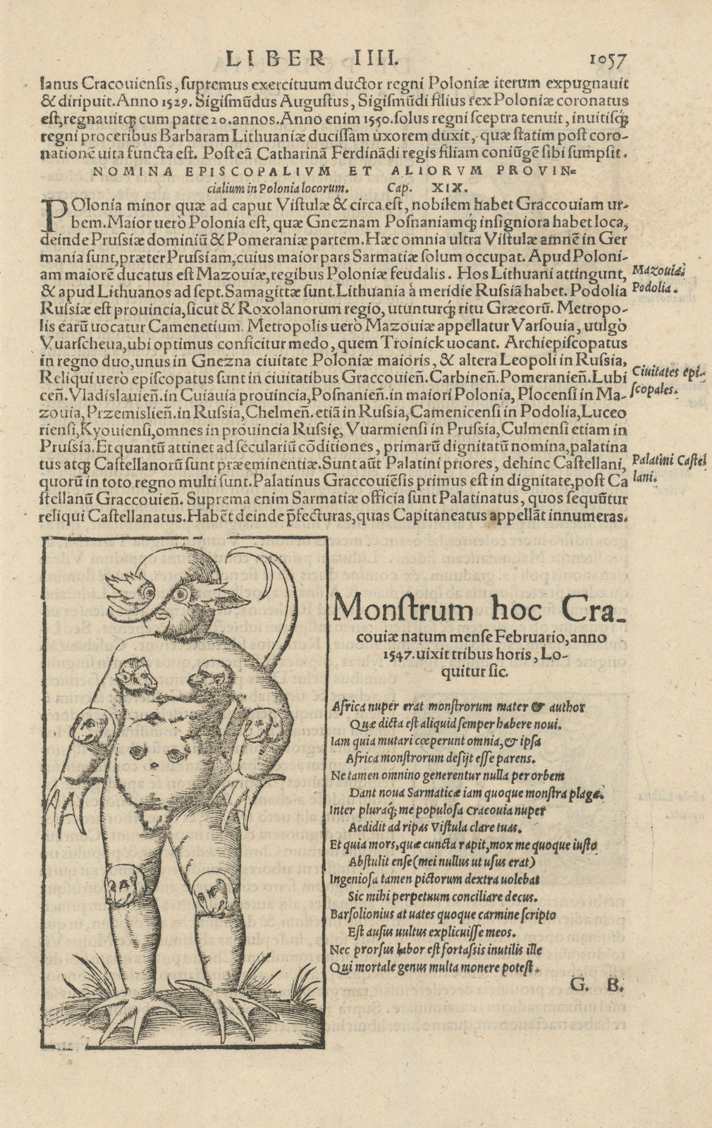Monstrum hoc Cracoviae. The monster of Krakow, born 1547. SEBASTIAN MÜNSTER 1572